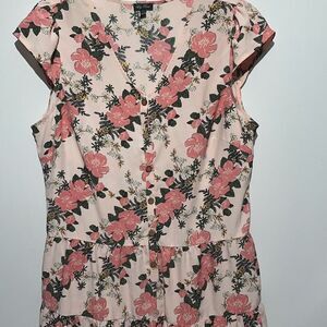 Lily Rose Women's Multicolor Floral Cap Sleeve Button Front Romper Size XXL